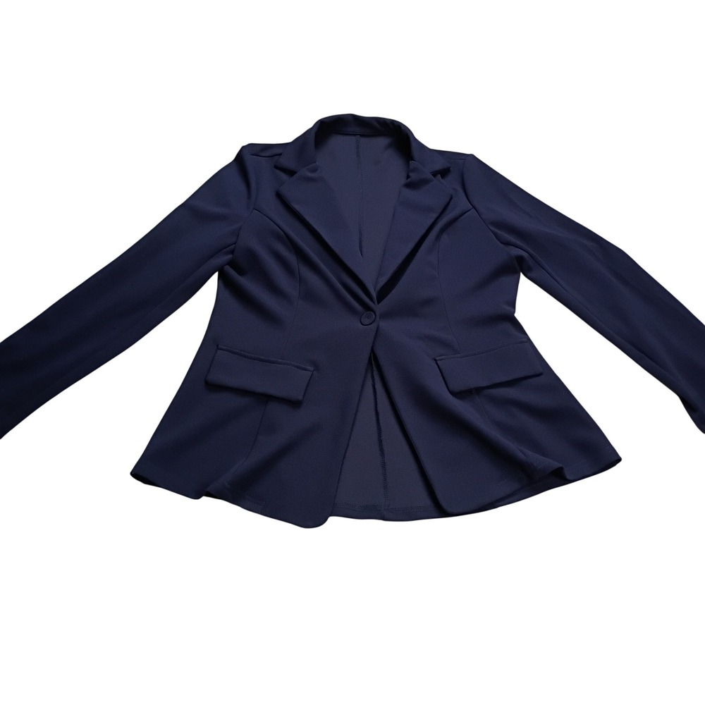 Unbranded Blazer Women Large Navy Blue Good Stretch Single Button Professional